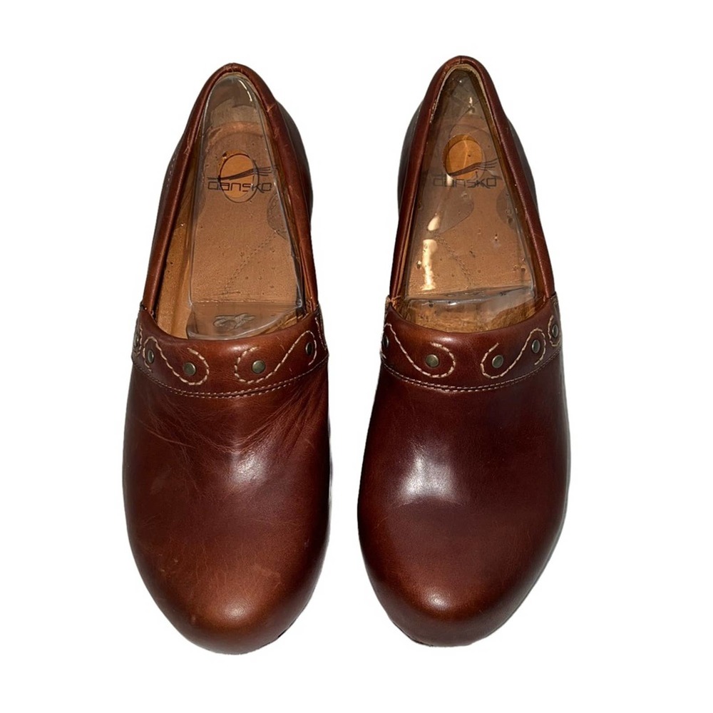 Dansko Brown Leather Mule Wood Clogs Women's Euro 42, US 11